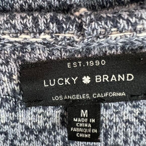 Lucky Brand Women's M Blue Aztec Boho Open Front Cardigan Sweater - Picture 4 of 7